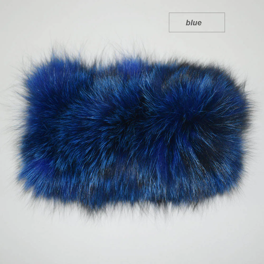 Knit fox fur scarves color blue