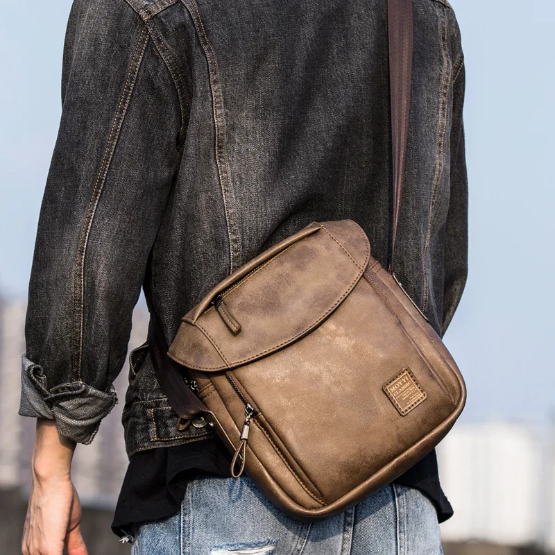 

Male Solid Color Shoulder Messager Waist Bags Men Fanny Belt Packs Casual Genuine Leather Crossbody Bags 2019