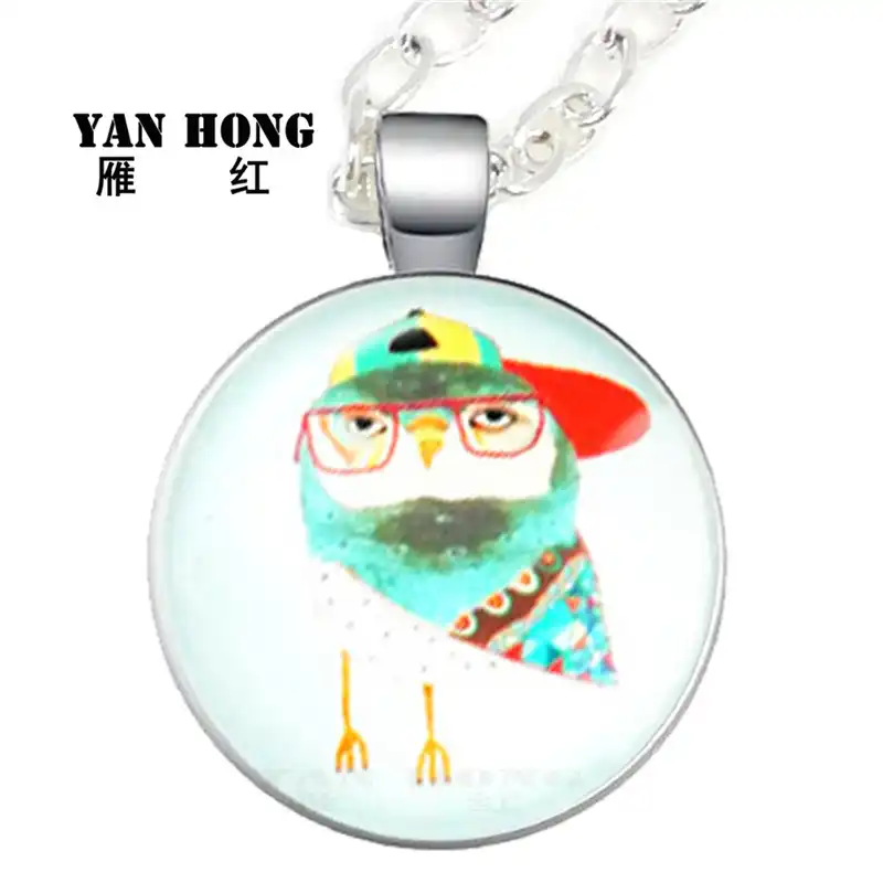 Стекло модное Кристальное ожерелье ручной работы, сова мультфильм дизайн. Сова-символ мудрости и мужества. Это подарок на день рождения