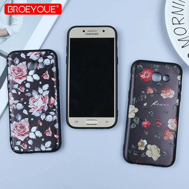 BROEYOUE чехол для samsung A5 2017 мягкий силиконовый черный Роскошные модные 3D рельеф