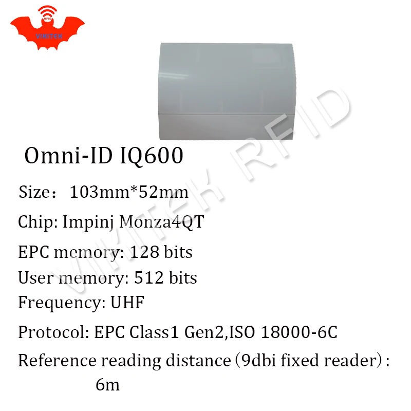 UHF RFID Анти-металлическая бирка omni-ID IQ600 IQ 600 915 МГц 868 МГц Impinj Monza4QT EPCC1G2 6C для печати Пассивная RFID синтетическая этикетка