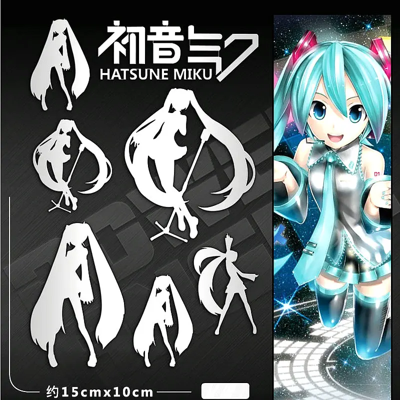 12pcs/set Anime Hatsune Miku 3D Metal Stickers Mobile Phone Sticker Laptop Sticker Car DIY Decal Stiker toy for kids