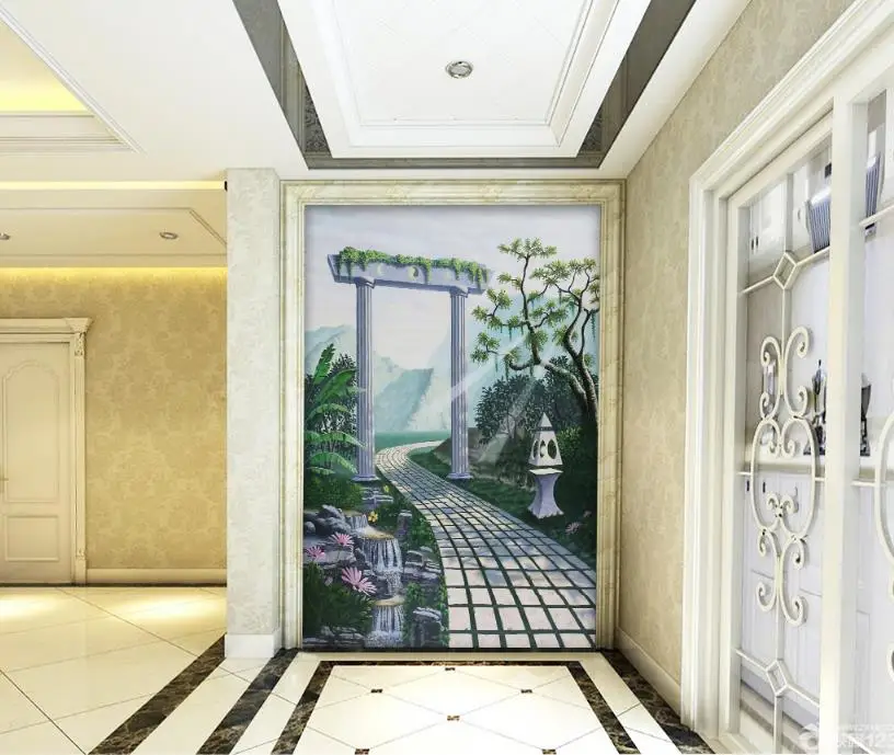 

Wallpaper For Walls 3D Stone road Oil painting Landscape Backgrounds Living room Bedroom Photo Wallpaper 3D