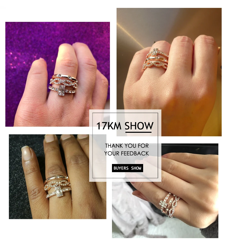 3Pcs/Set Fashion Infinity Rings Set For Women Girls Crystal Twist Ring Couples Gold Female Engagement Wedding Jewelry 2019 New