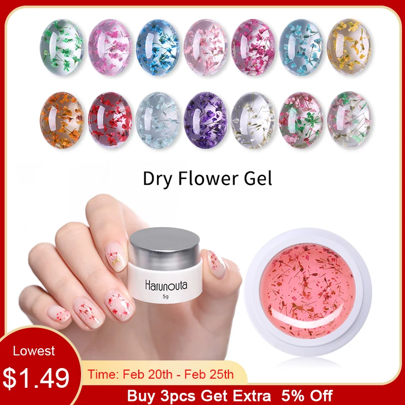 

Harunouta 5g Dried Flowers Gel Polish 3D Floral UV Paint Gel Semi Permanent Soak Off UV Gel Nail Art Manicure Varnish Lacquer