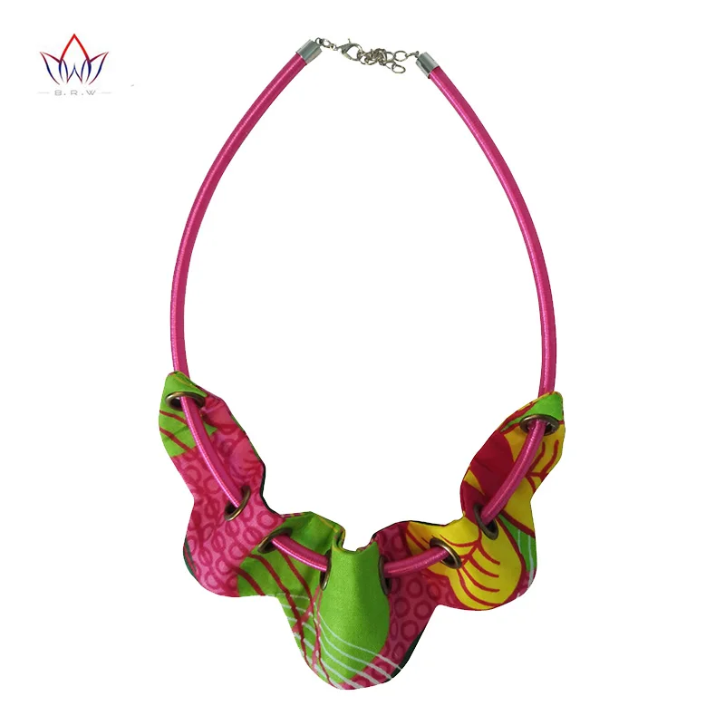 

2019 African fabric Batik Necklace Ankara Fabric Handmade Multi Color Necklace Tribal Necklaces for Women WYB49
