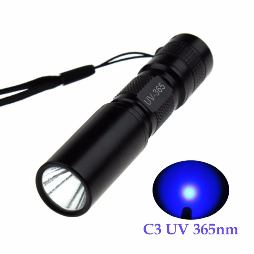 1PC Mini Portable C3 UV 365nm 3W UV Light Ultraviolet LED Lamp Torch Flashlight (1xAA/1x14500