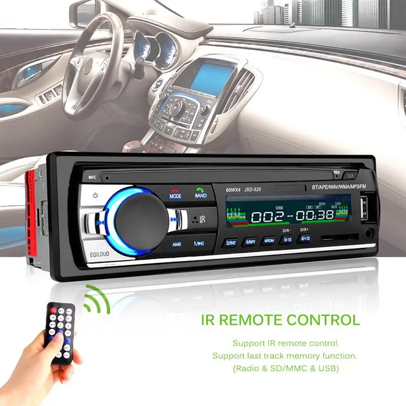 12 V автомобиль радио Bluetooth стерео в тире 1 Din FM Aux Вход приемник SD USB MP3/MP4 MMC WMA автомобиль радио MP3 плеер