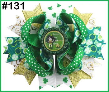 

free shipping 2017 newest 120pcs St Patricks Day Bow Angel St. Patrick's Day Boutique Style Hair Bow shamrock ribbon bows