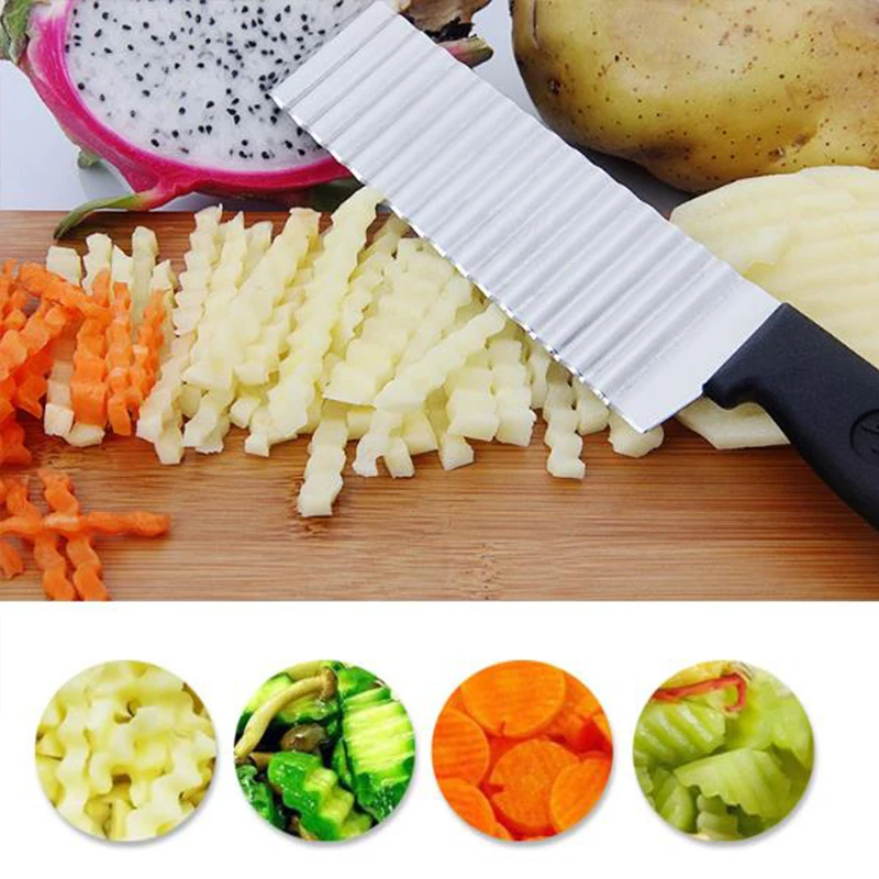 Stainless Steel Wave Potato Slicer French Fries Cutter Serrated Blade