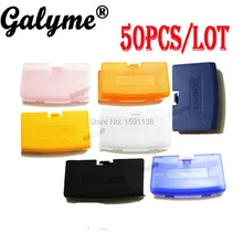 50 шт./партия,, для GameBoyAdvance, 7 цветов, на выбор, Пластиковая Крышка батарейного отсека, Новая прозрачная, фиолетовая, прозрачная, оранжевая, черная, для мальчиков