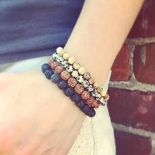 Природные картины и Далматин J-asper Лава камень семя рудракши браслет набор укладки браслеты унисекс натуральный Набор браслетов с бусами