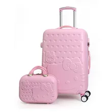 2PCS/SET Lovely 14inch Cosmetic bag hello Kitty luggage girl students trolley case Travel luggage woman rolling suitcase