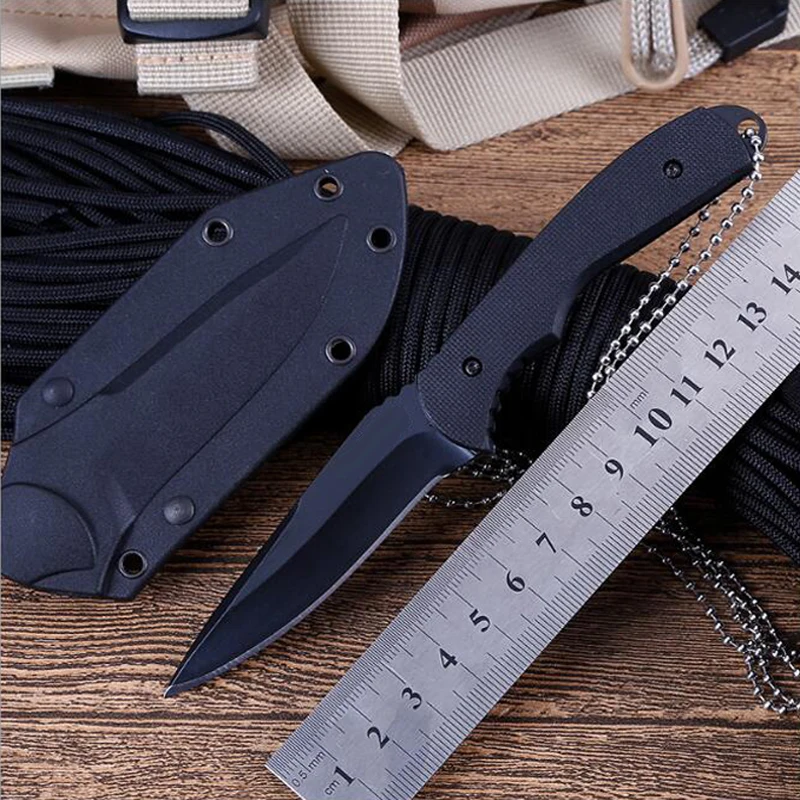 Дешевый Одежда высшего качества Открытый Отдых Сталь фиксированным лезвием Портативный выживания складной охотничьи Ножи Цепочки и ожерелья ножи ...