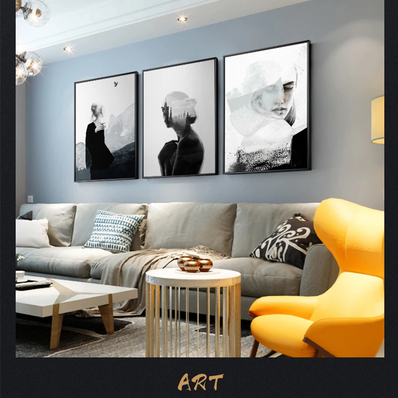 

Black Canvas Painting Nordic Poster sky Dream free Girl Bird Wall Art Picture For Living Room Abstract Home Decor Posters ZY240
