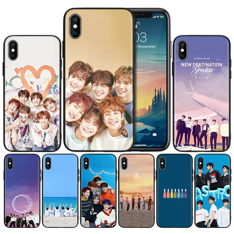 

KPOP ASTRO Soft TPU Black Silicone Case Cover for iPhone 7 8 XS Max XR X 6 6S 5 5C 5S SE Plus