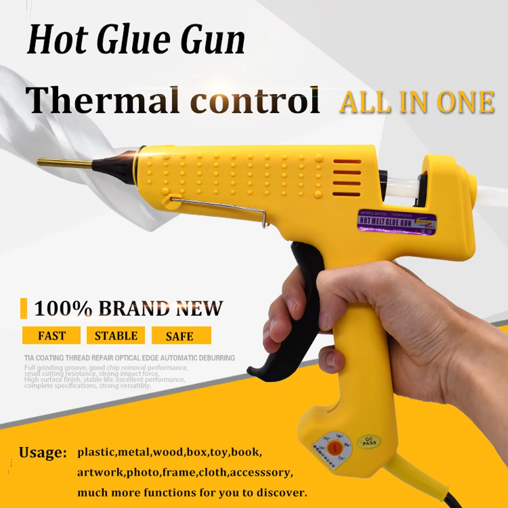Hot Melt Glue Gun 250W Professional Hot Melt Glue Gun with Tool Kit Pure Copper nozzle Adjustable temperature High Power use 11mm Glue Stick hot melt glue gun hot glue gun