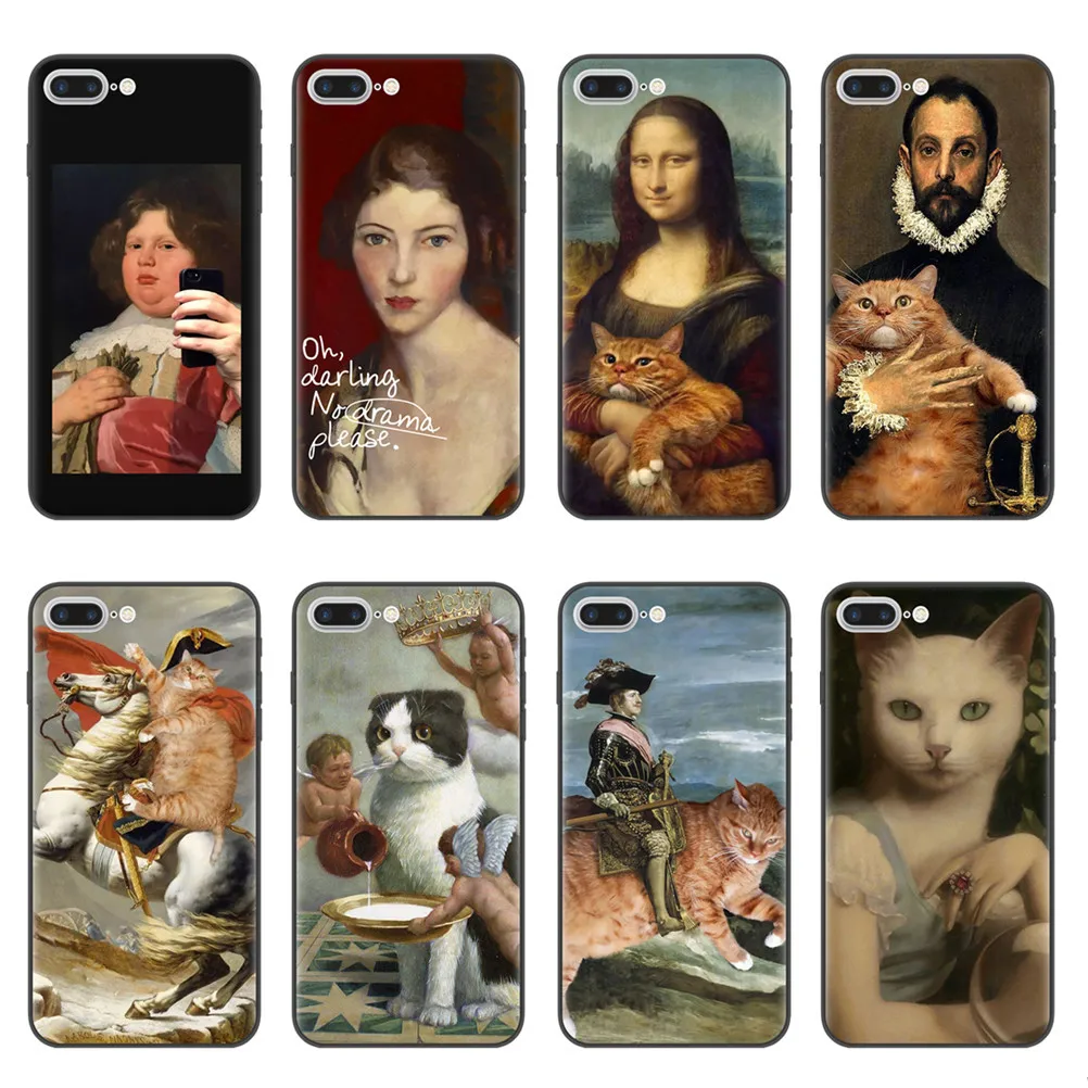 

Funny Pat Cat Art Aesthetics painting Soft Silicone Phone Case Cover Shell For Apple IPhone 6 7 8 Plus X S XR XS Max Case
