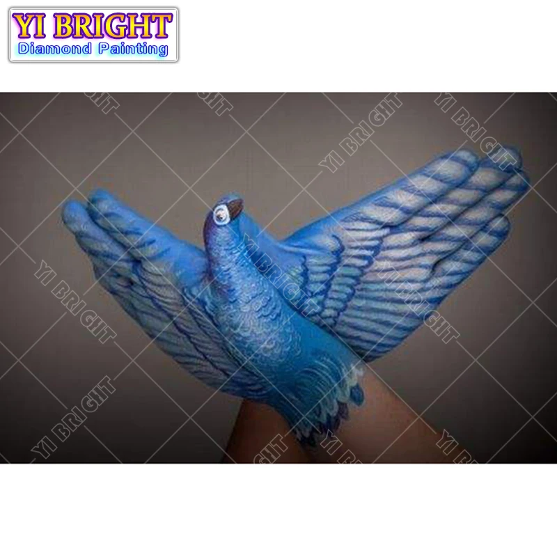 

5D Diy diamond painting cross stitch "Hand Painting Blue Bird" Full Round Diamond embroidery Needlework Rhinestone Mosaic Crafts