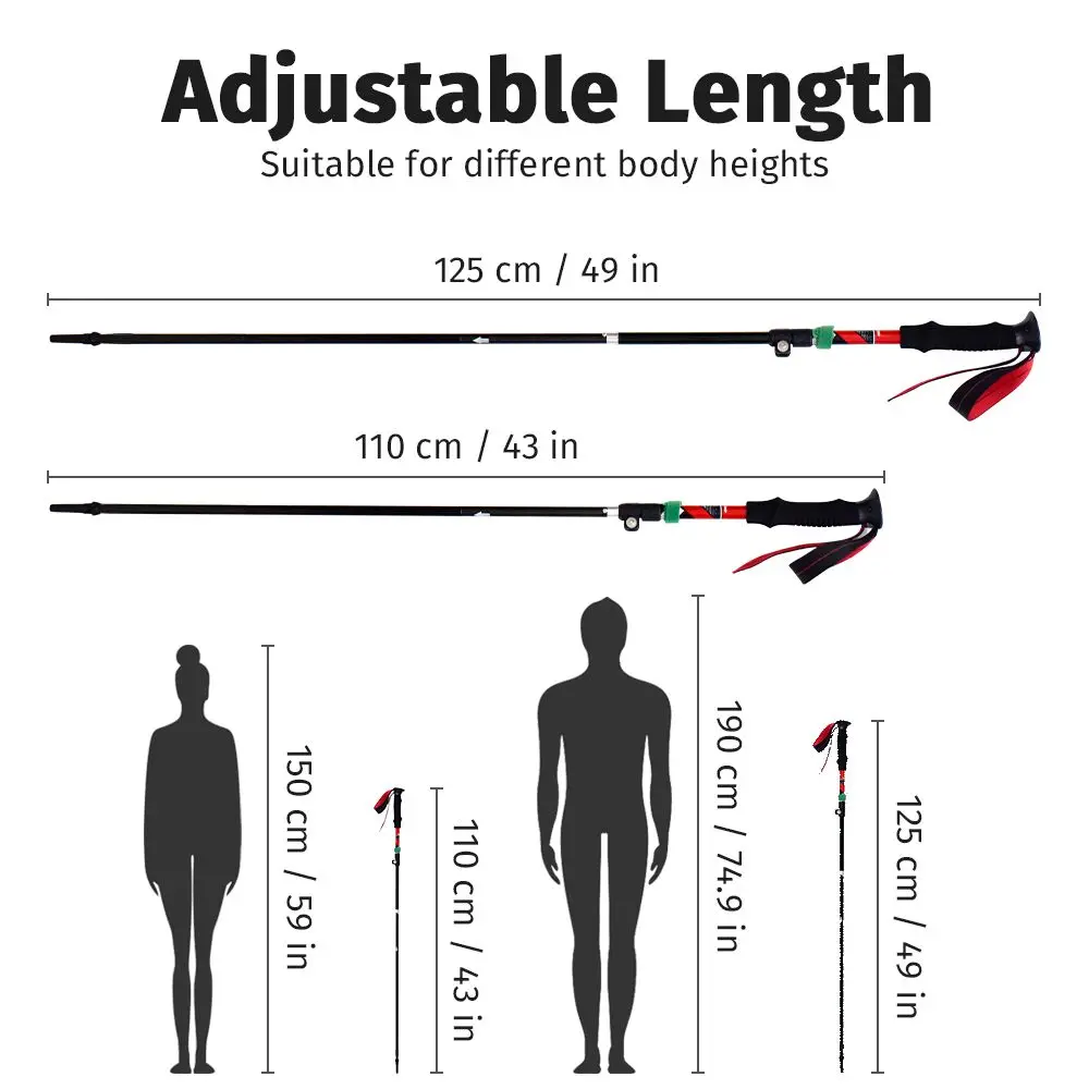 GeerTop Сверхлегкий Алюминий телескопические треккинг полюса 3-х секционный одноразовая бритва с удобной ручкой, треккинговые палки для прогулок Пеший Туризм Горный