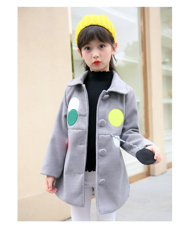 Длинное шерстяное пальто для девочек осенне-зимняя детская одежда корейское детское шерстяное пальто для девочек от 4 до 10 лет