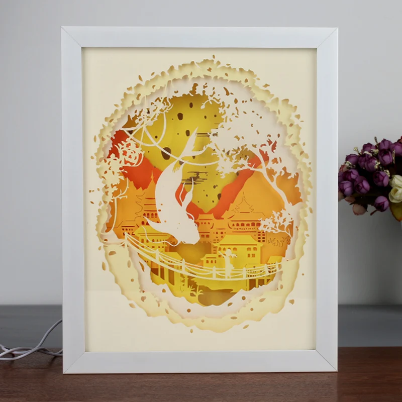 Высокое качество удаленного Управление светодиодный ночник 3D Shadow Box