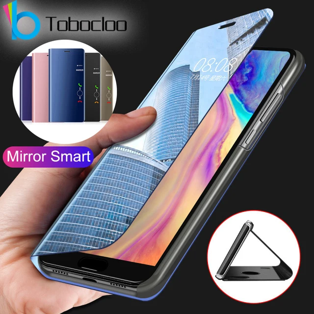 Mirror Flip Cover for Huawei P Samrt Plus Nova 3 3i P20 Pro P10 Honor 9 Lite 10 Play Y5 Y7 Y6 PRIME 2018 Smart Stand View Case