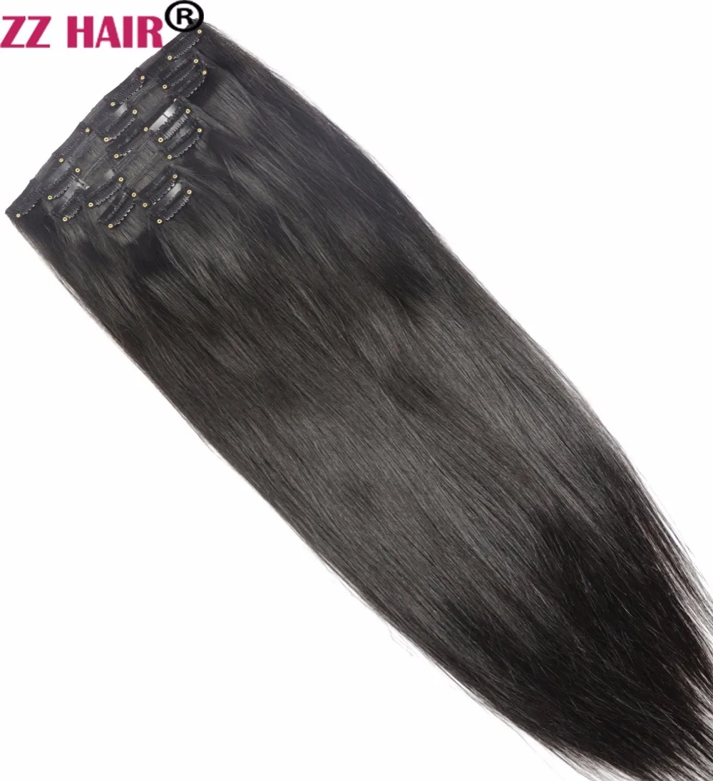 ZZHAIR 100 г-140 г 1"-24" волосы remy для машинного изготовления 7 шт. в наборе человеческие волосы для наращивания на всю голову набор Натуральные Прямые Волосы