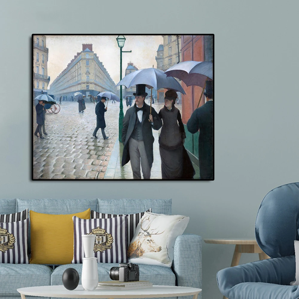 City in Rain Famous Oil Painting Wall Art Poster Print Canvas Calligraphy Decor Picture for Living Room Home | Дом и сад