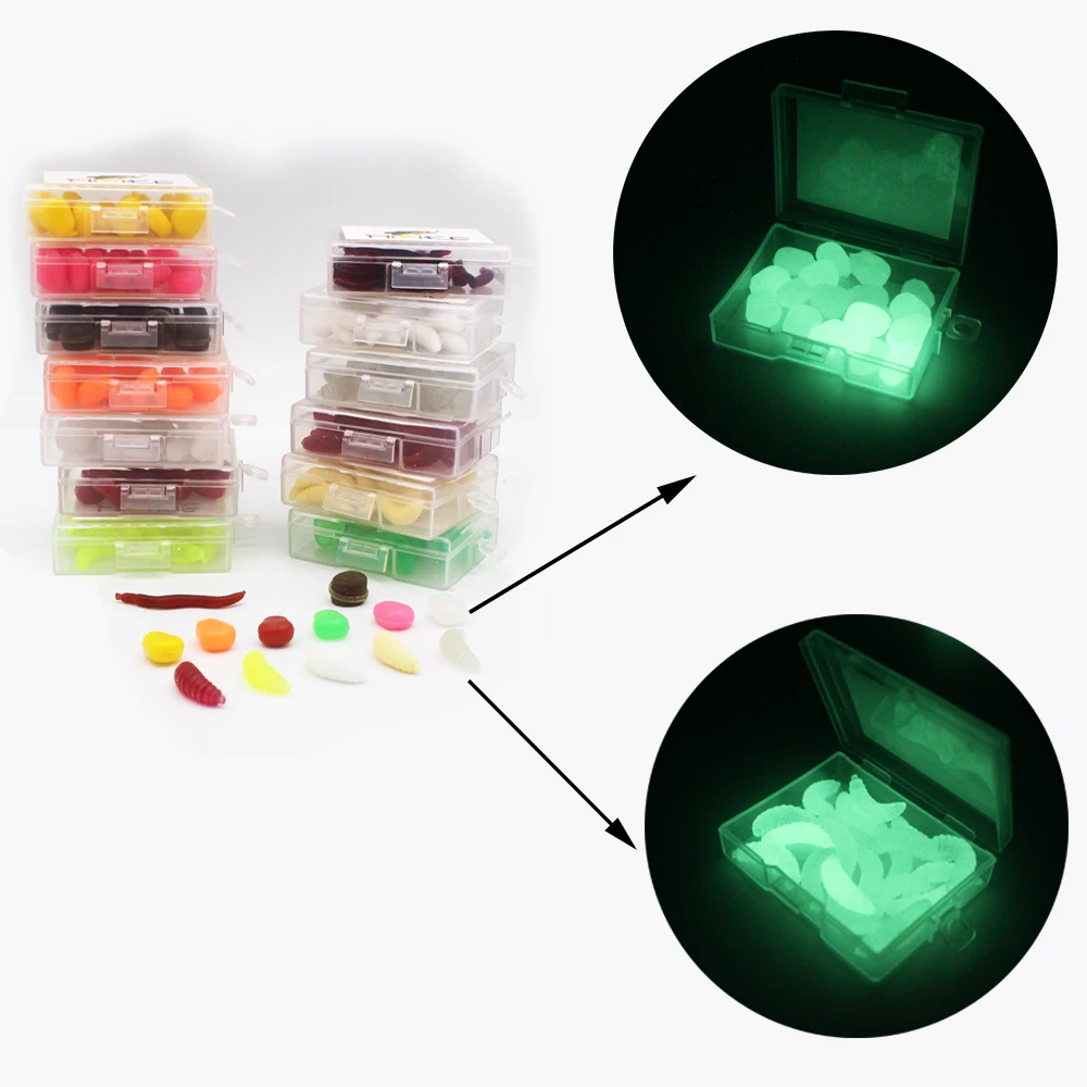 

20Pcs/Lot 13 Kinds Of Color Fishing Soft Baits corn with corn smell maggot Grub The sturgeon carp Fishing Lures Floating baits
