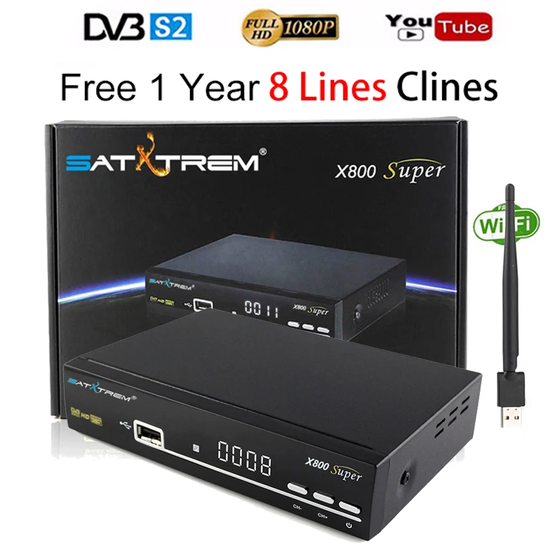 

Satellite TV Receiver X800 SUPER HD TV Decoder DVB-S2 support AC3 Europe cccam 8 lines for 1 year spain Receptor