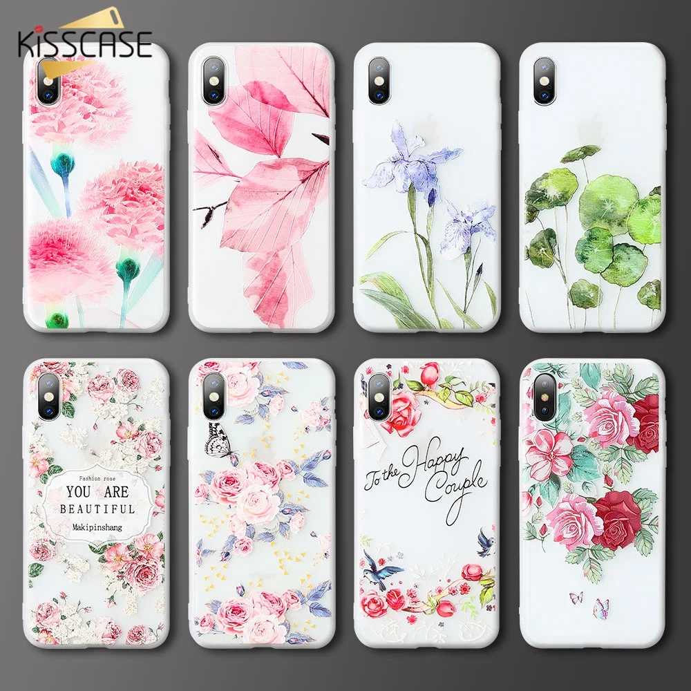 

KISSCASE Flower Pattern Case For Huawei Honor 10 9 lite 8 3D Embossed Soft Phone Case for Honor 8 pro Play 8X Girls Cover Fundas