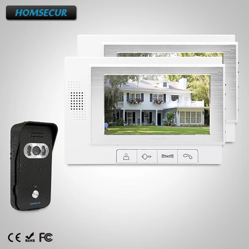 

HOMSECUR 7" Wired Video&Audio Smart Doorbell+Black Camera 1C2M For Home Security TC021-B + TM702-W