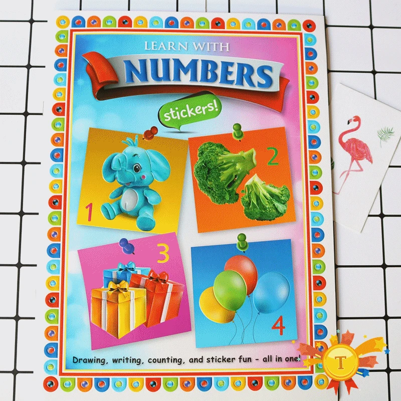 Наклейки книги для ребенка наклоняясь английская история книга с наклейкой s Дошкольное Раннее обучение Развивающие детские игрушки - Цвет: NUMBER