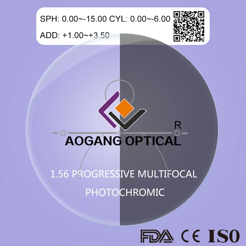 1.56 progressive multifocal photochromic gray/brown ant reflection coating optical lensoptical