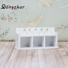 Dongzhur деревянная полка кукольный домик Миниатюрный 1:12 небольшой шкаф для хранения с крючками DIY Кукольный дом мебель Miniaturas Casa De Munecas