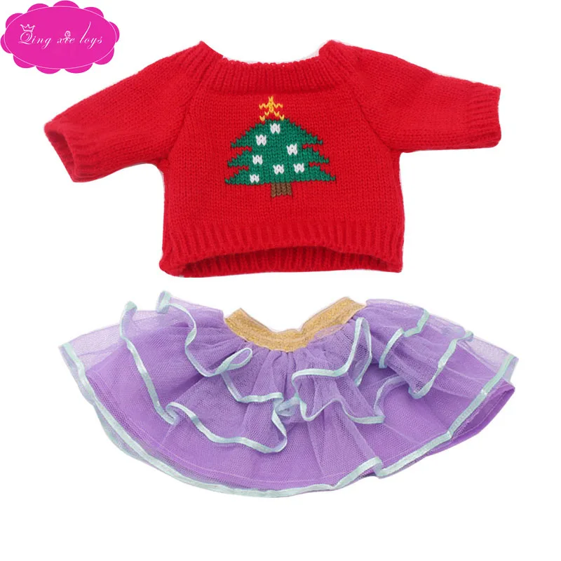 Одежда для кукол, рождественское красное платье, свитер, костюм, юбка, подходит для американских 18 дюймовых кукол для девочек и 43 см, Детская кукла f43 - Цвет: Зеленый