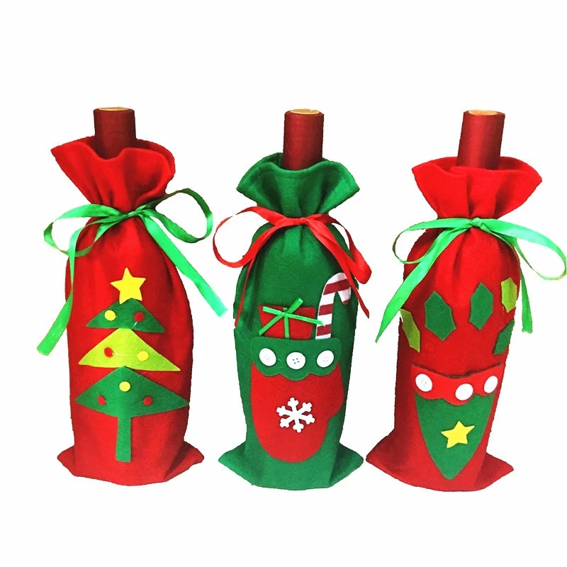 

Fun Christmas Wine Bottle Cover Bag Navidad Banquet Christmas Dinner Party Xmas Plush Cute Snowmen Table Decor New Years Gift TQ