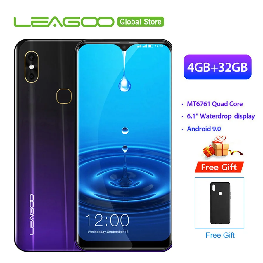 

LEAGOO M13 4GB RAM 32GB ROM Mobile Phone Android 9.0 6.1" Waterdrop Screen MTK6761 Quad Core Fingerprint Face ID 4G Smartphone