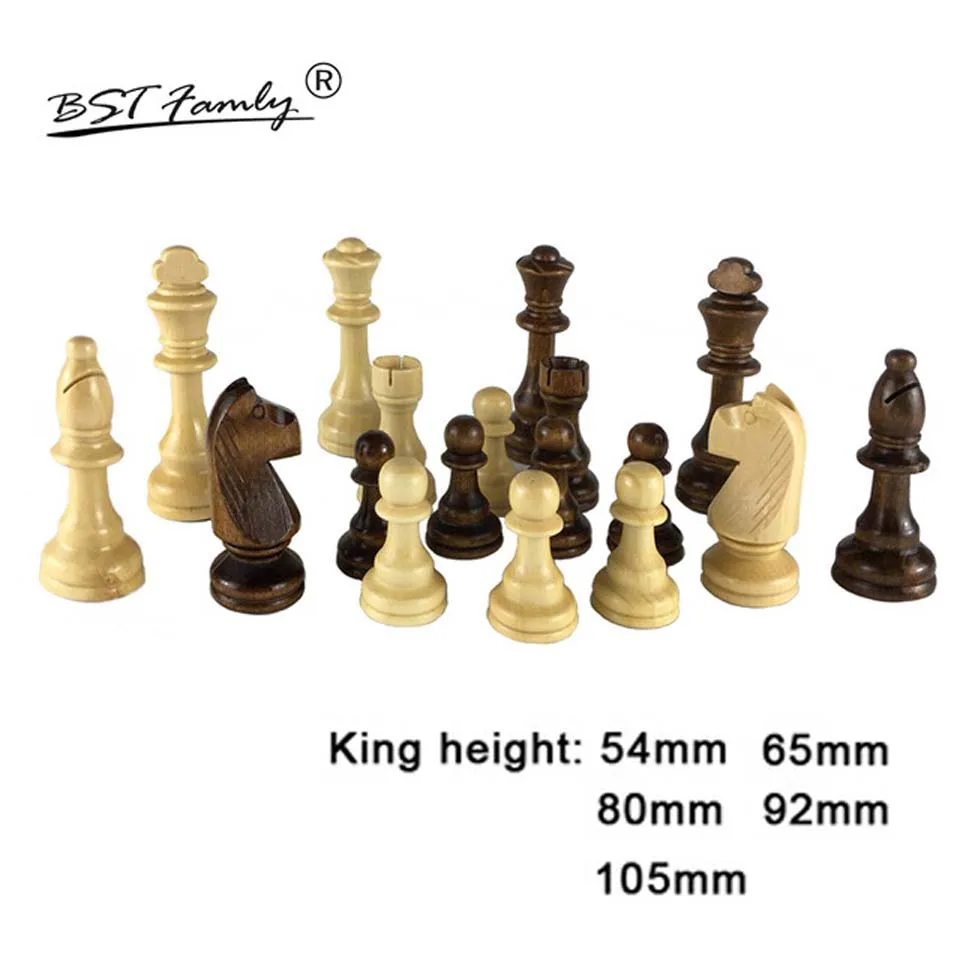 

32 Wooden Chess Pieces King Height 54/65/80/92/105mm Chess Game Wooden Chessmen Competitions Chess Set Kid Adult Chess Gift IA14