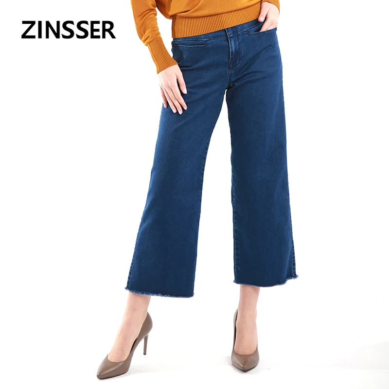 

Autumn Winter Women Denim Loose Pants Stretch High Waist Washed Blue Elastic Lady Jeans