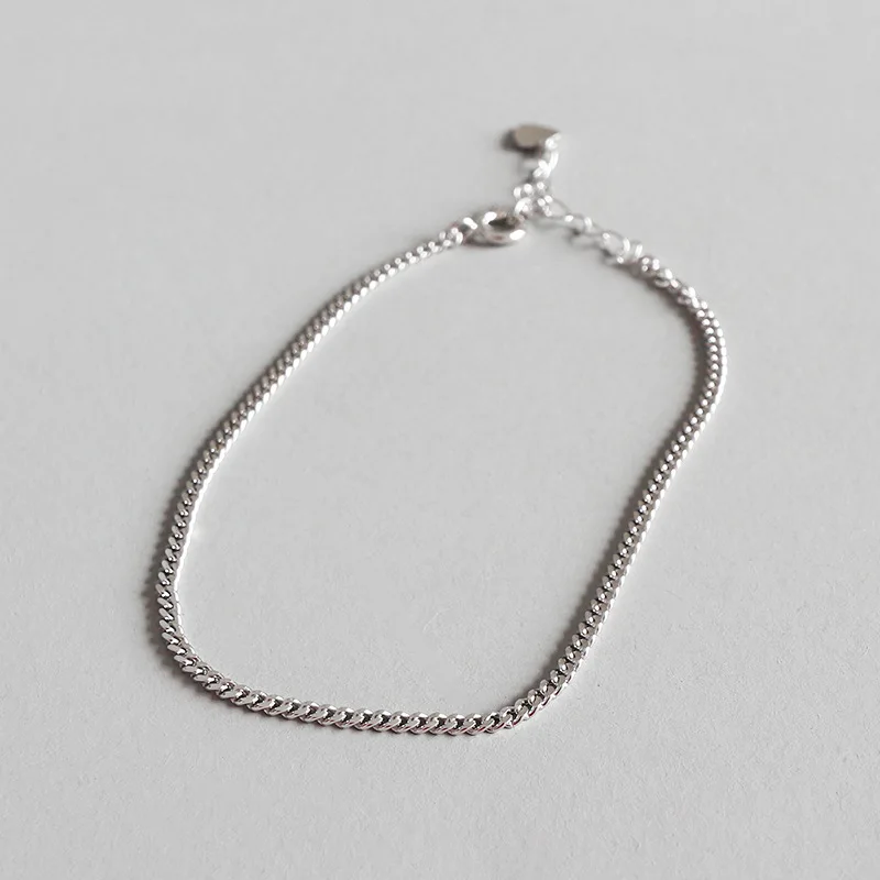 

2MM THIN Authentic 925 Sterling silver Flat cuban chain Anklet Bracelet Adjust fine Jewelry TLS128