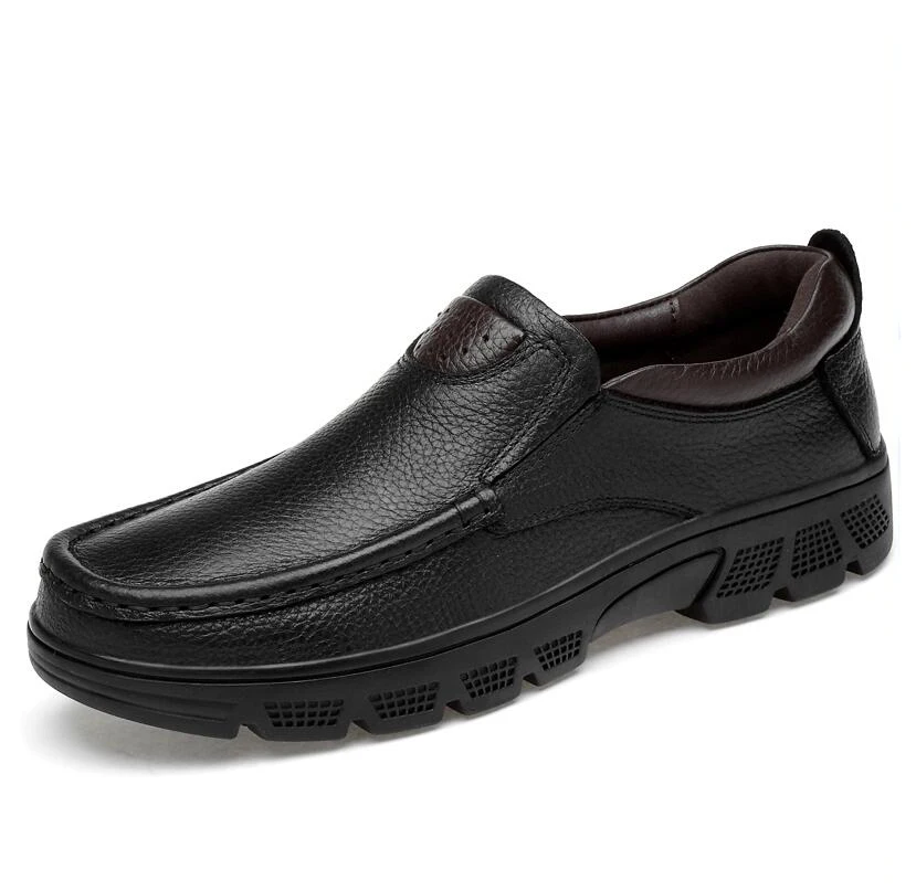 Мужская повседневная обувь из натуральной кожи; Лоферы размера плюс туфли без каблуков ручной работы; Мужская Уличная обувь; сезон осень-зима; Мужская обувь; zapatos hombres - Цвет: black