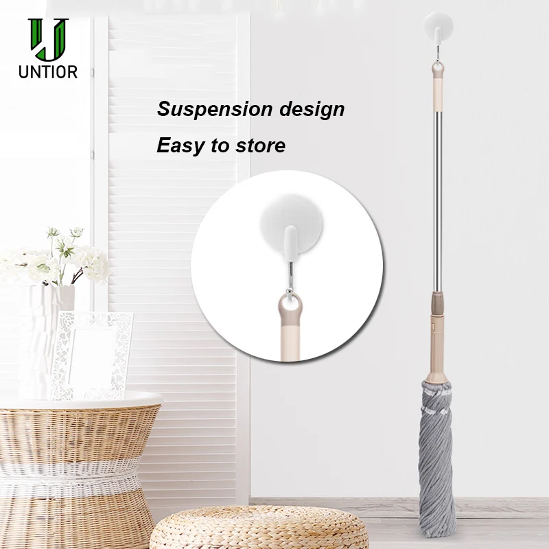 Günstige UNTIOR Mikrofaser Selbst twisted Spin Mopp Magie Hand Freies Waschen Boden Reinigung Staub Mops Mit Abnehmbare Ersetzen Mopp kopf