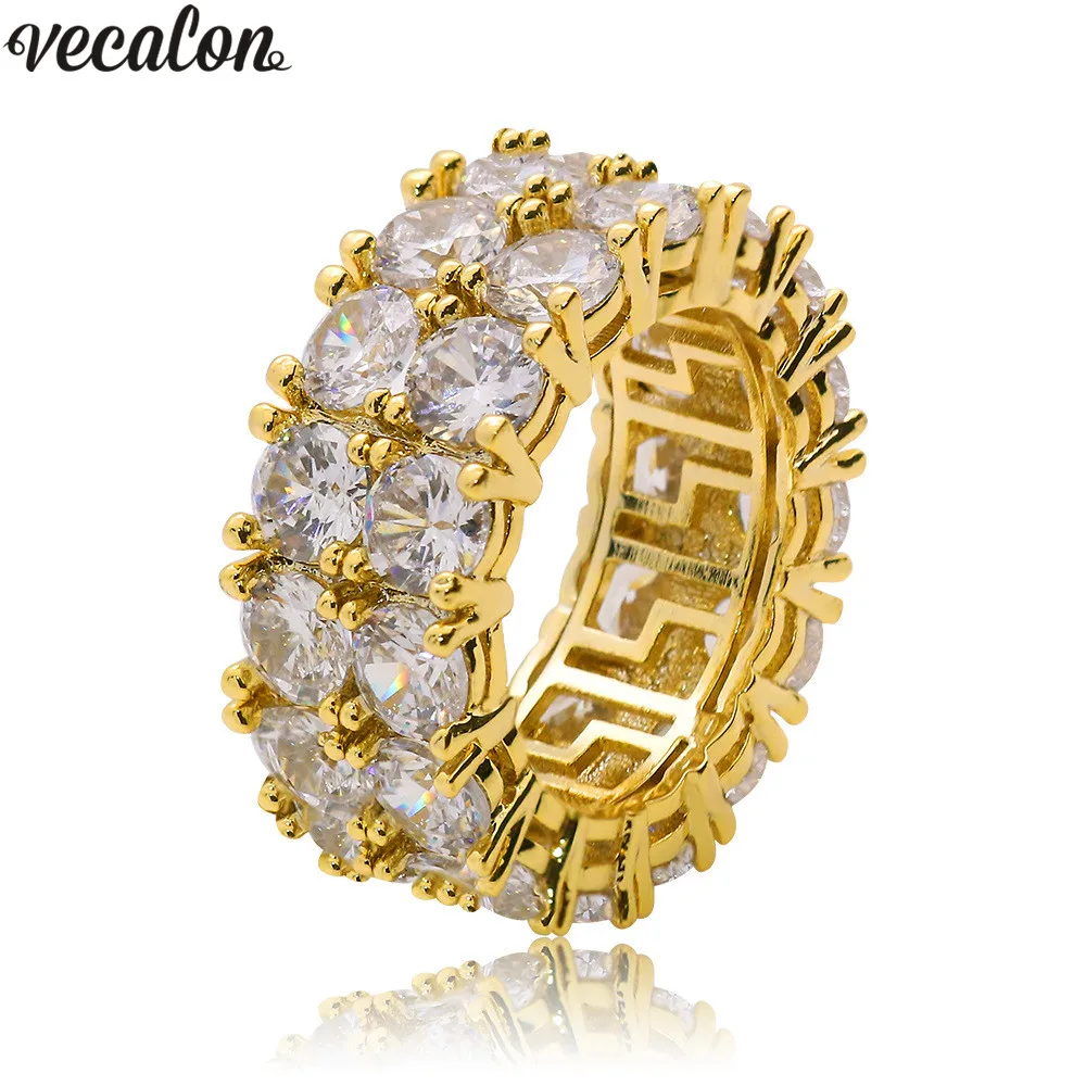 

Vecalon Male Hiphop ring 925 Silver Gold Filled AAAAA Cz Party Anniversary band rings For men Rock Finger Jewelry Dropshipping