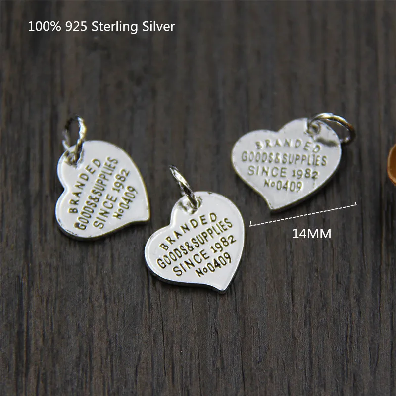 

100% 925 Sterling Silver DIY Jewelry Findings DIY Pendant for Jewelry Making Simple Heart Shape Pendant fit for Women Bracelet