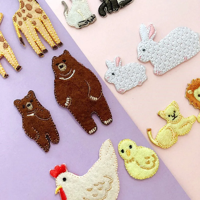 

2pcs in one set Rabbit Chicken Bear Lion Sheep Giraffe Clothes Applique Patch DIY Clothing Iron On Patches DIY for Clothing