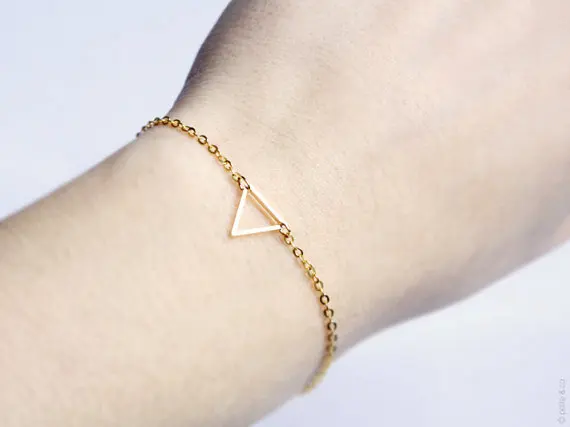 Simple Bracelert Thin Chain Triangle Charm Bracelet Antique Silver Simple Bracelert Thin Chain Triangle Charm Bracelet Antique Silver And Gold Jewelry For Women