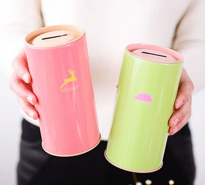 

1PC Cute Animal Print Creative Gift Saving Bank Money Box Tin Coin Cartoon Zoo Piggy Bank Store LF 067