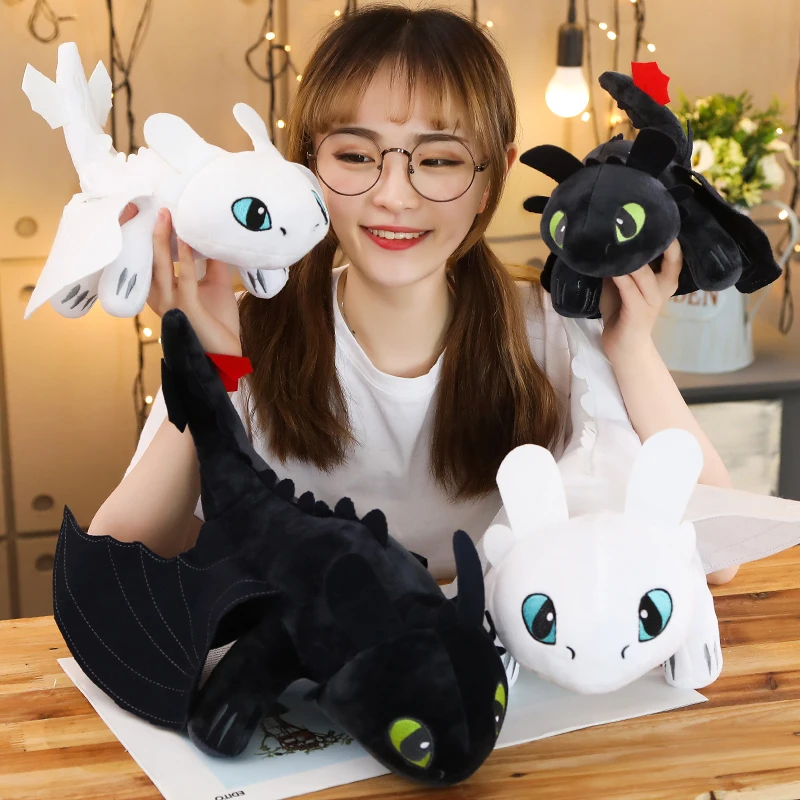 

35cm 45cm 60cm How to Train Your Dragon 3 Toothless Anime Figure Night Fury light Fury Toys Dragon Plush Doll Toys For Children